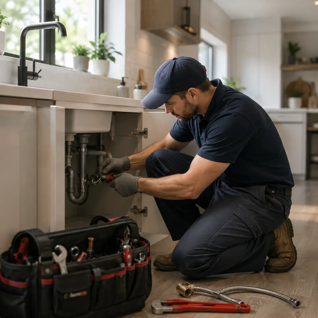 Plumber at work